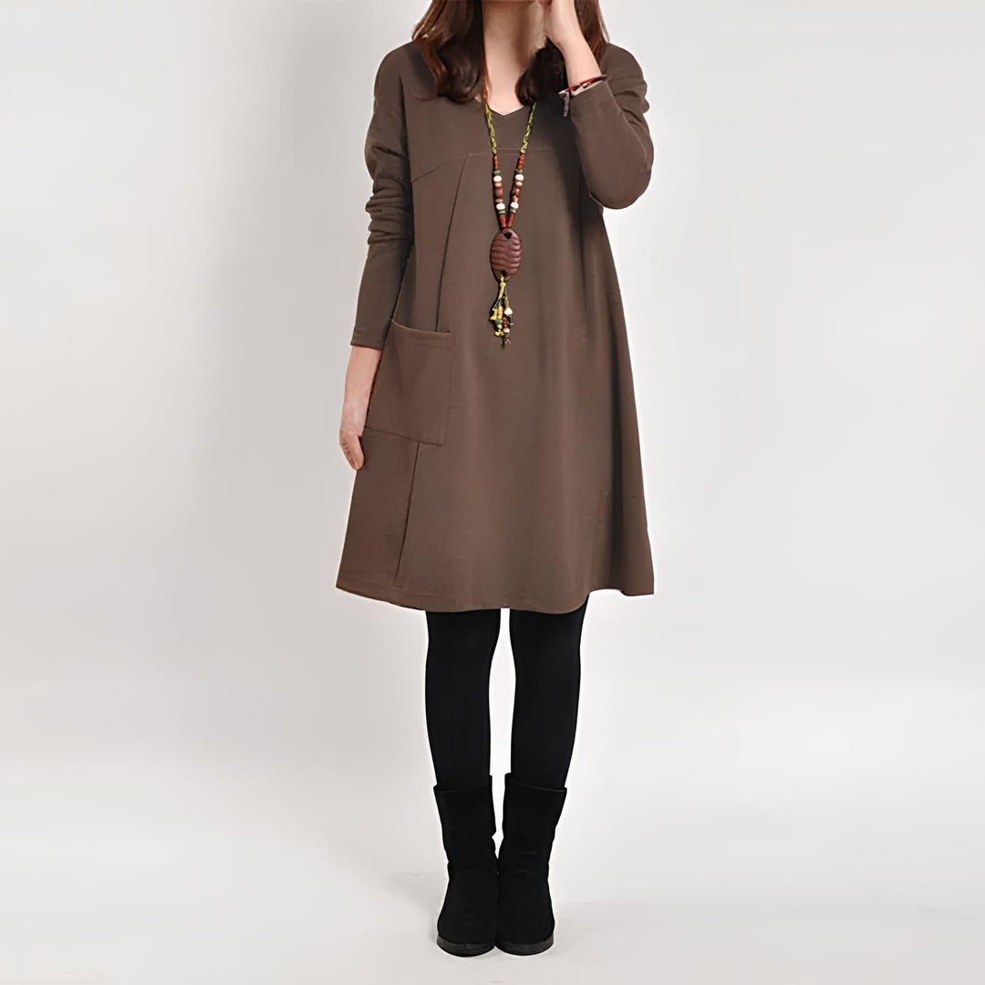 Elegantes Langarm Damen Kleid
