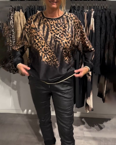Lässige Damen Bluse mit Leopardenmuster