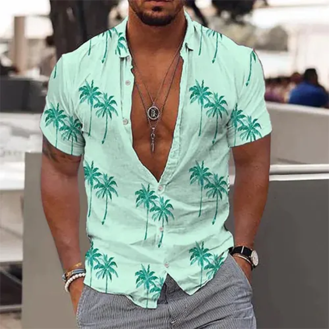 Lässiges Herren Sommerhemd mit Palmenprint