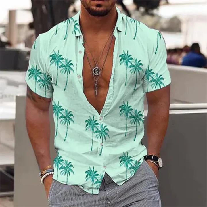 Lässiges Herren Sommerhemd mit Palmenprint
