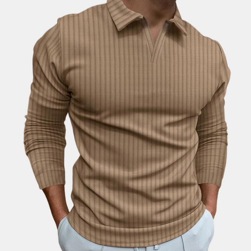 Klassisches Zeitloses Herren Langarm-Poloshirt