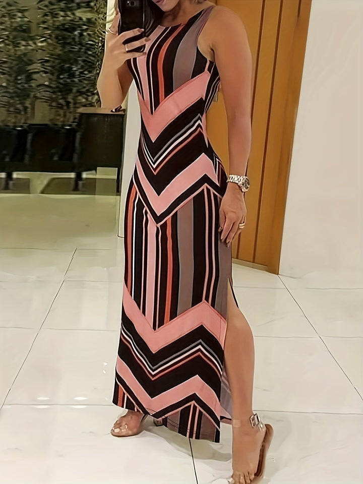 Elegantes Damen Maxikleid mit Seitenschlitz