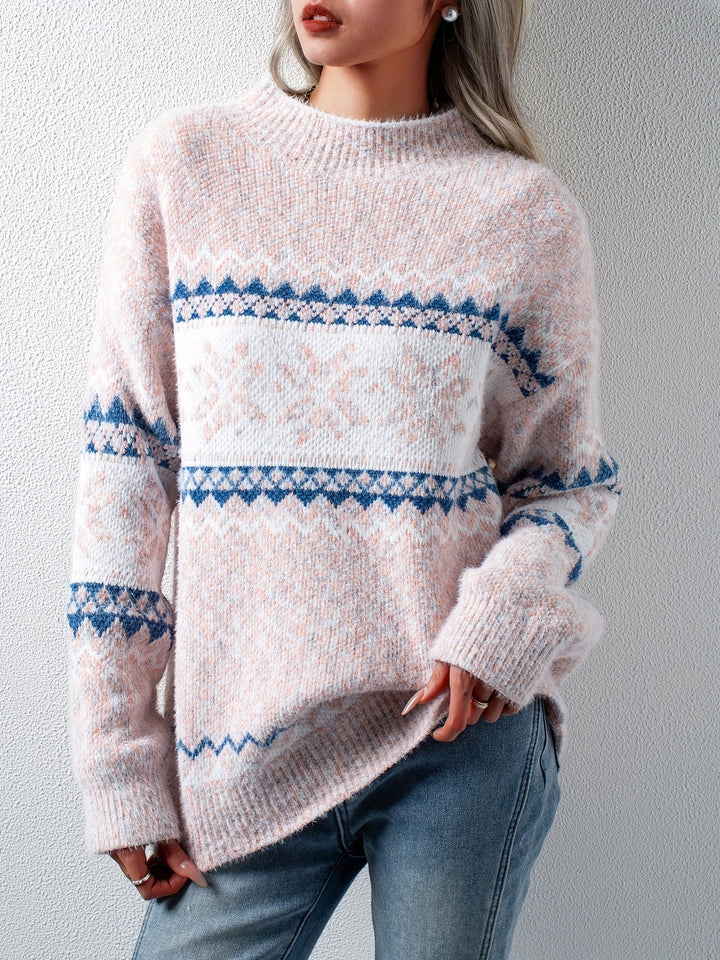 Gemütlicher Damen-Pullover mit Schneeflocken-Muster