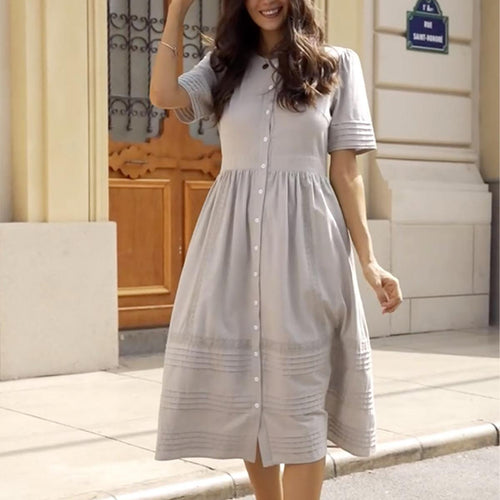 Elegantes Damen Midi-Kleid mit Taschen