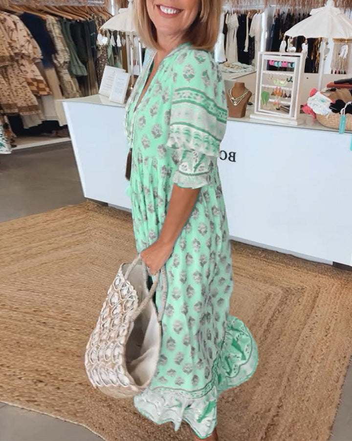 Verona Modisches Damen Sommerkleid mit V-Ausschnitt