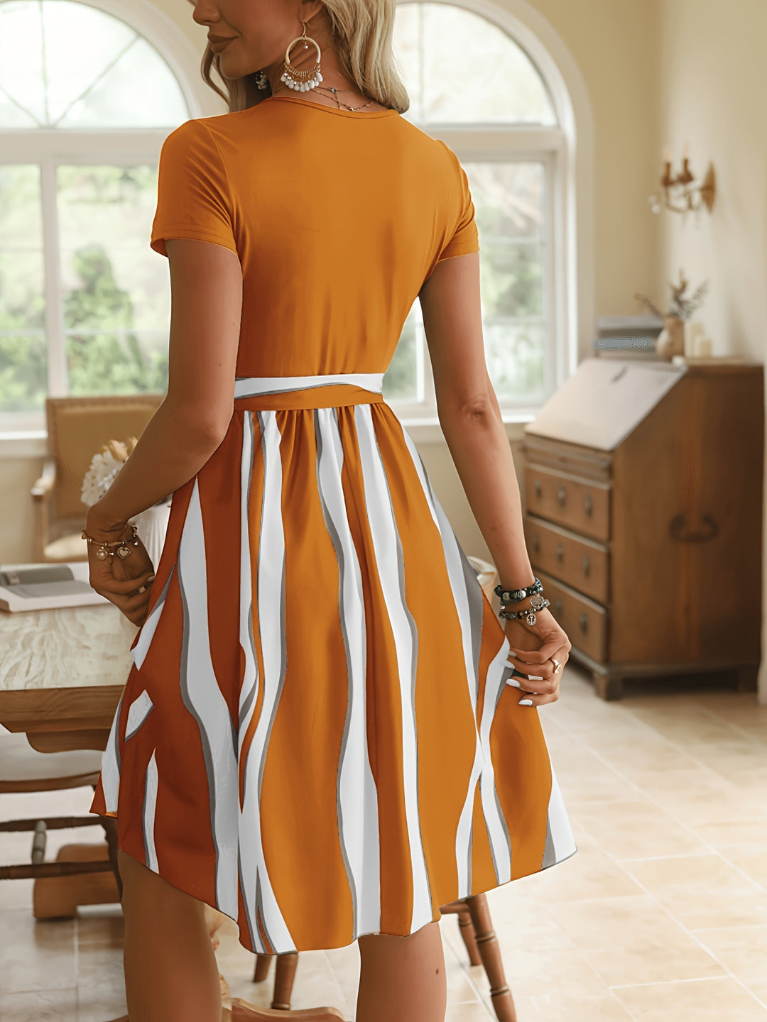 Elegant Damen A-Linien Midi-Kleid