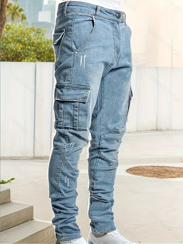 Flexible Slim-Fit Herren Cargo-Jeans