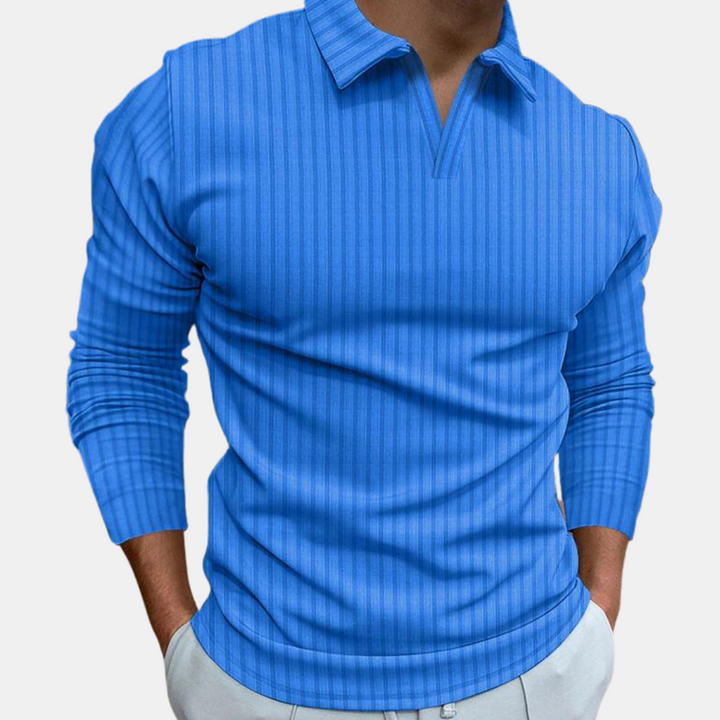 Klassisches Langarm Herren Poloshirt