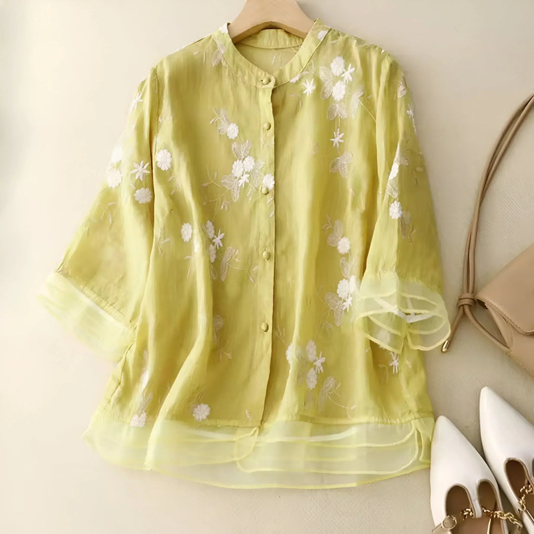 Emily Modische Damen Bluse mit Blumenmuster