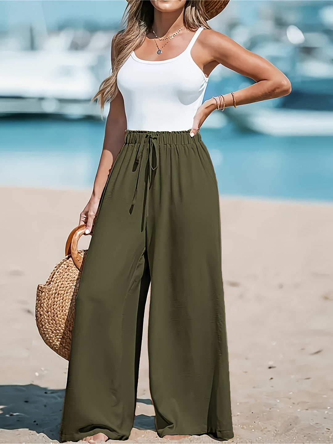 Fließende Weite Damen Palazzo-Hose