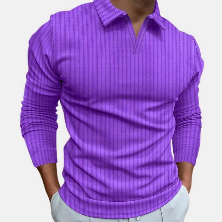 Klassisches Langarm Herren Poloshirt