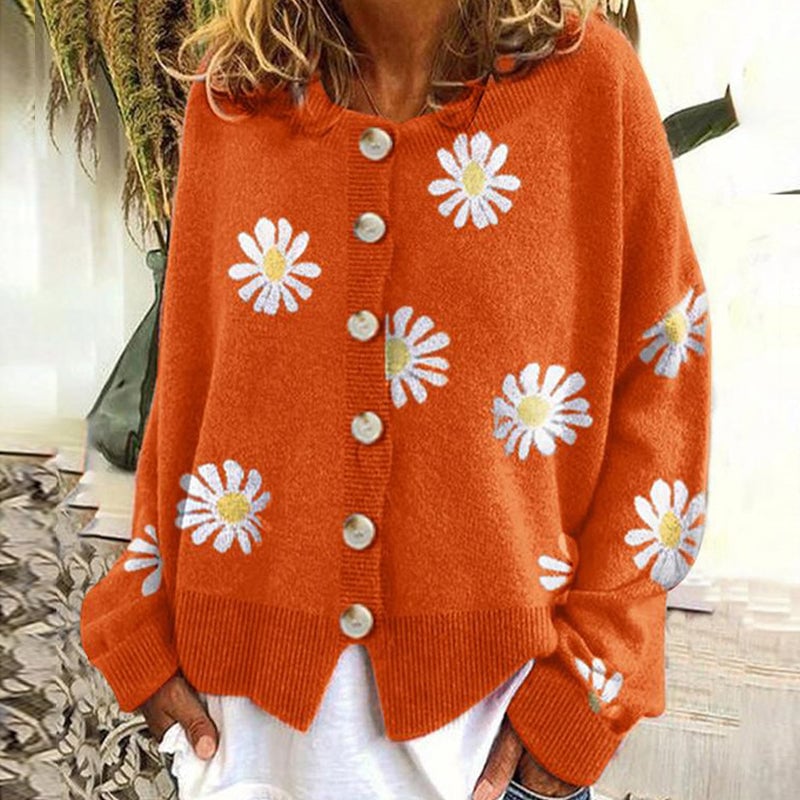 Daisy Sweet Modischer Damen Strickjacke mit Blumenmuster