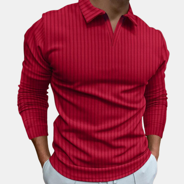 Klassisches Langarm Herren Poloshirt