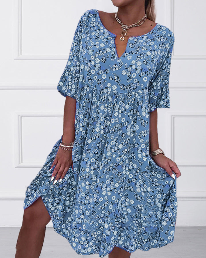 Lockeres Blumenkleid Damen Sommerkleid