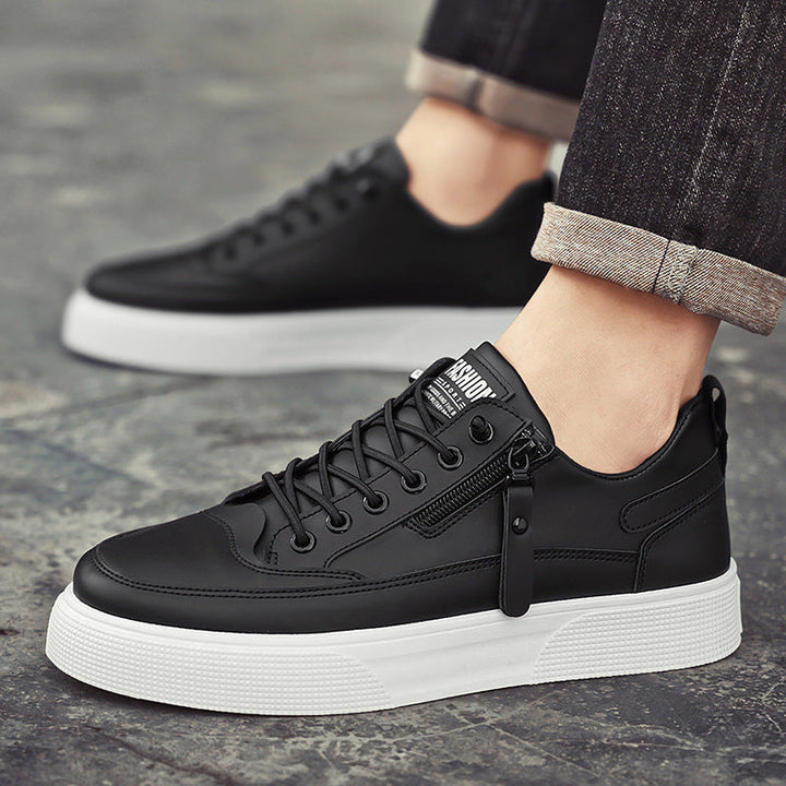 Elegante Herren Leder-Sneakers mit Seitenreißverschluss