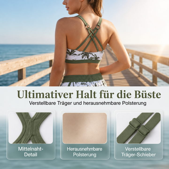 Sommerliches Bedrucktes Damen Bikini-Set mit Strandkleid