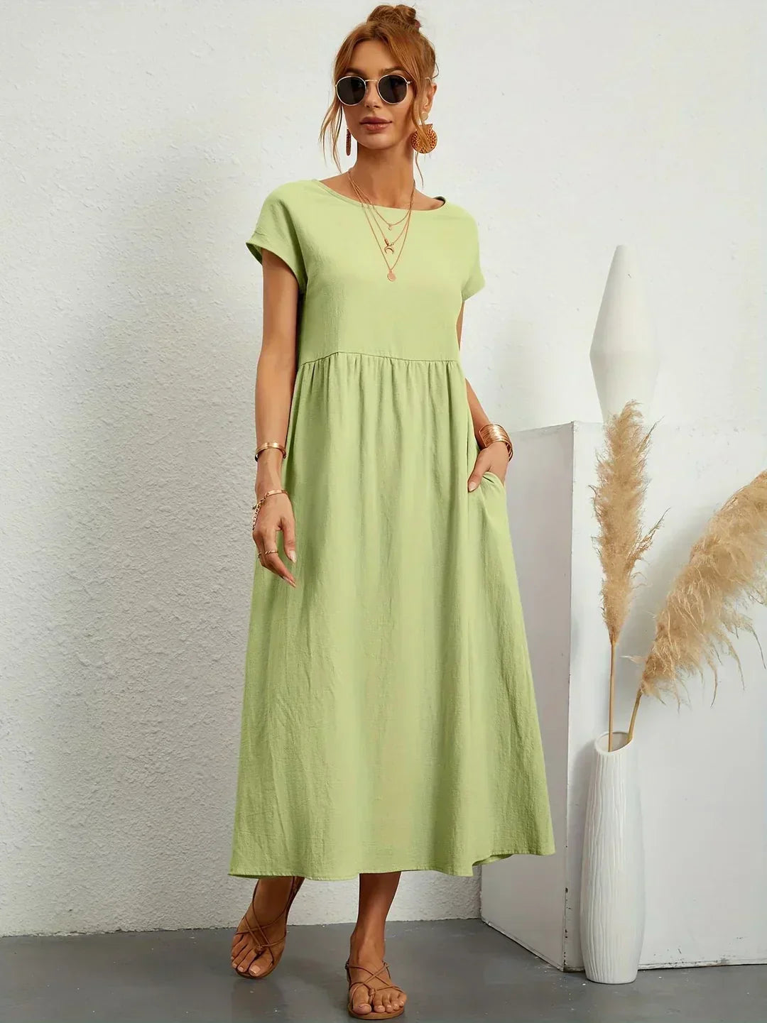 Elegantes Fließendes Damen Midikleid