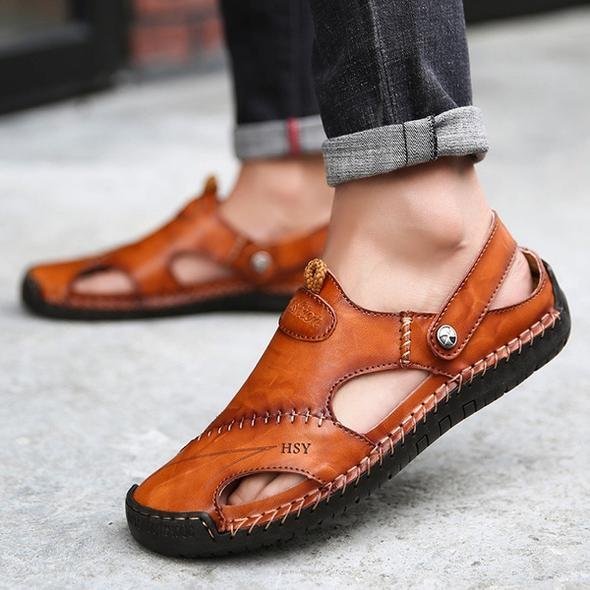 Atmungsaktive Herren Ledersandalen