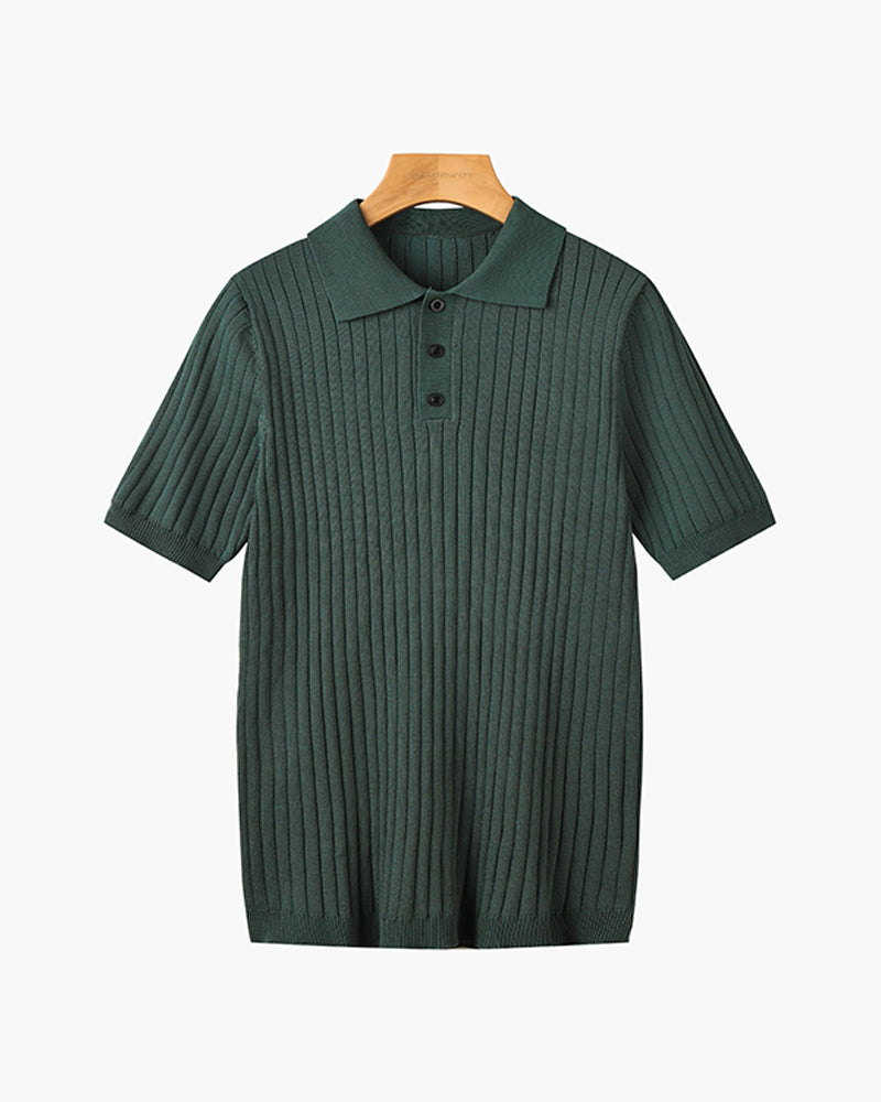 Elegantes Gestricktes Herren Poloshirt aus Baumwolle