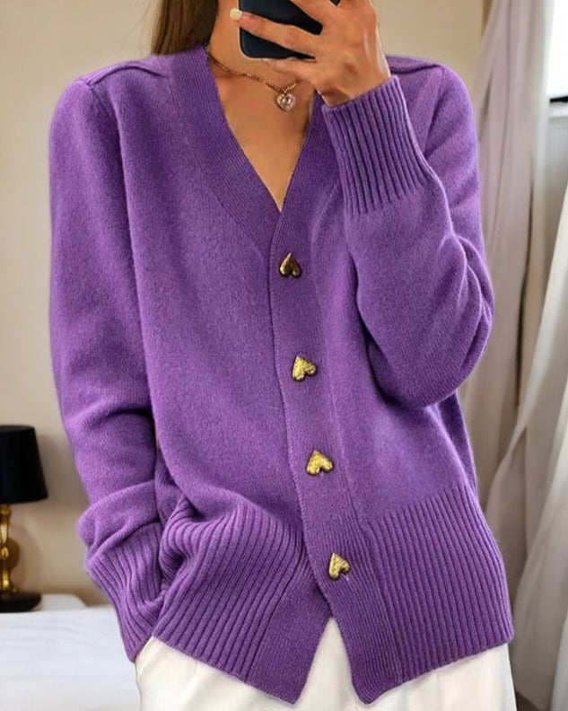 Eleganter Herzknopf Damen Cardigan