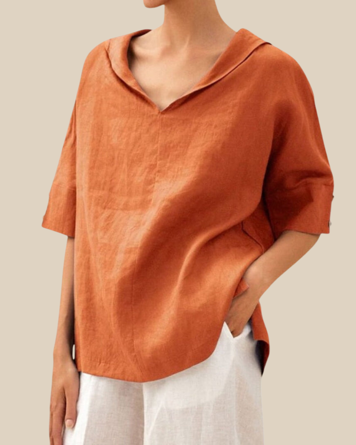 Leichte Atmungsaktive Damen Leinenmischbluse