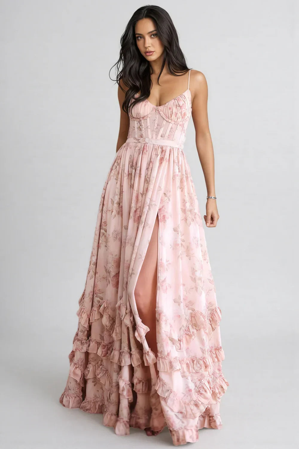 Elegantes Fließendes Damen Sommerkleid mit Rüschen