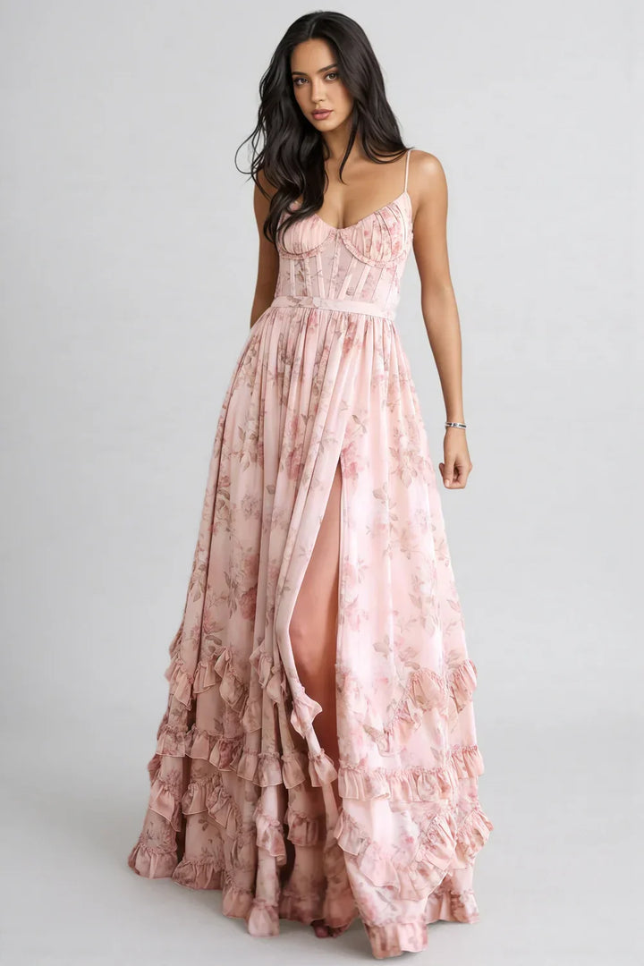Elegantes Fließendes Damen Sommerkleid mit Rüschen