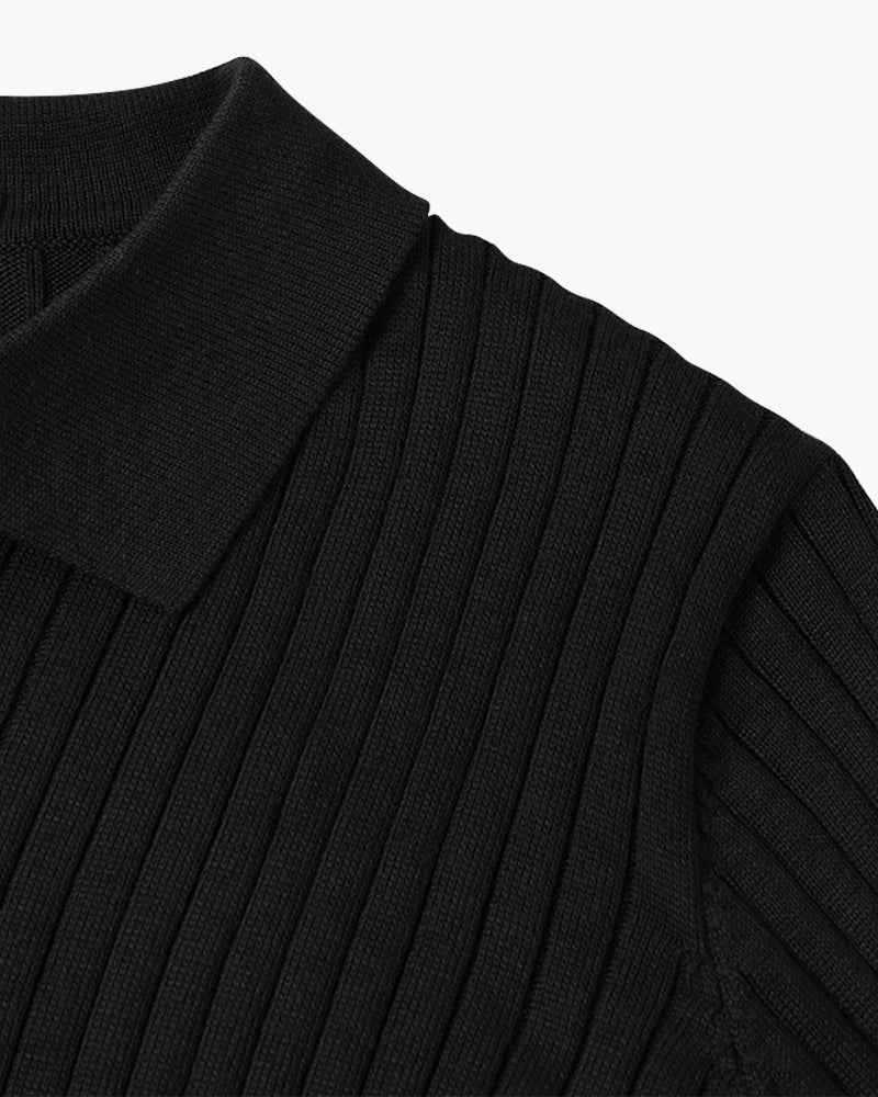 Klassisches Langarm Herren V-Ausschnitt Poloshirt