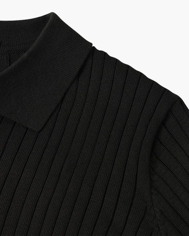 Klassisches Langarm Herren V-Ausschnitt Poloshirt