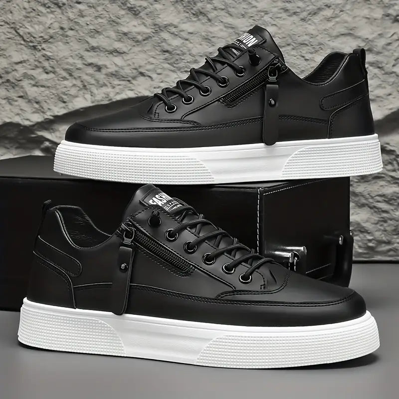 Elegante Herren Leder-Sneakers mit Seitenreißverschluss