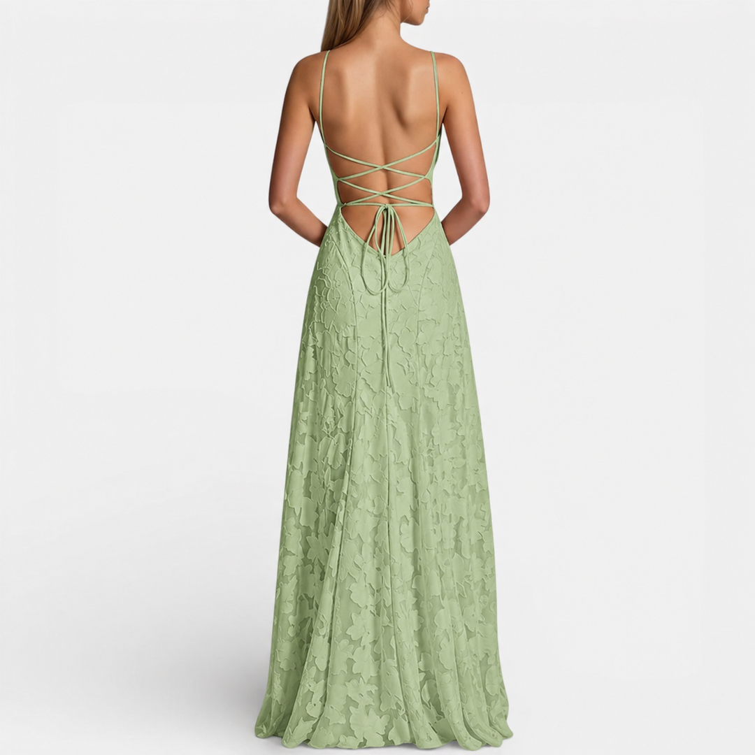 Elegantes Ausgestelltes Damen Maxikleid mit Spaghettiträgern