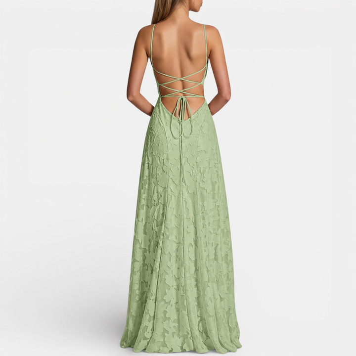 Elegantes Ausgestelltes Damen Maxikleid mit Spaghettiträgern