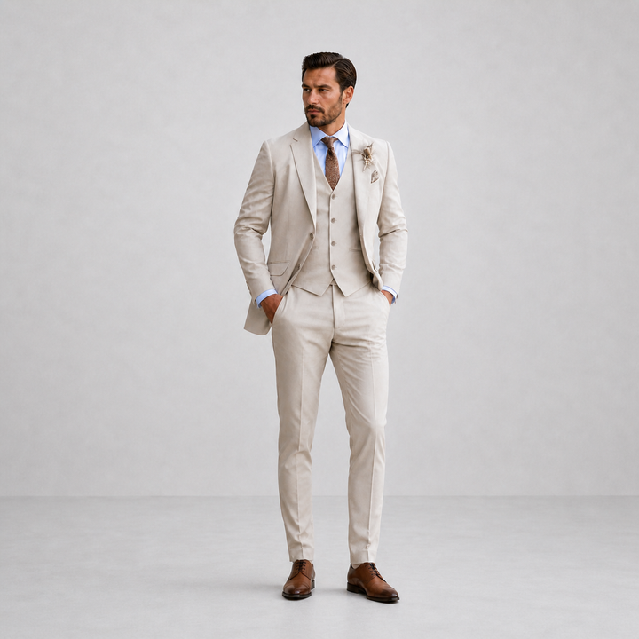 Eleganter Slim-Fit Herren Dreiteiliger Anzug