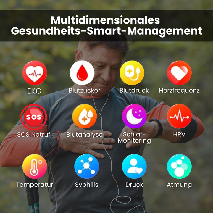 Gluco Smartwatch Damen mit Blutzucker-Monitoring &amp; SOS-Funktion