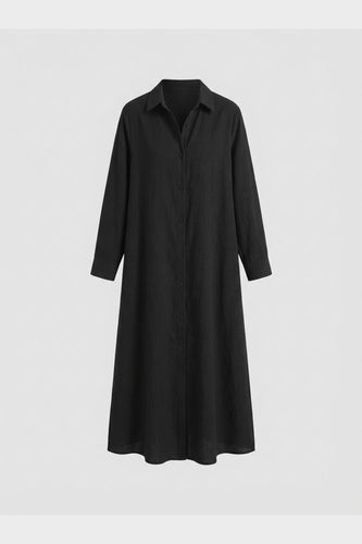 Elegantes Langes Damen Hemdblusenkleid mit Knopfleiste