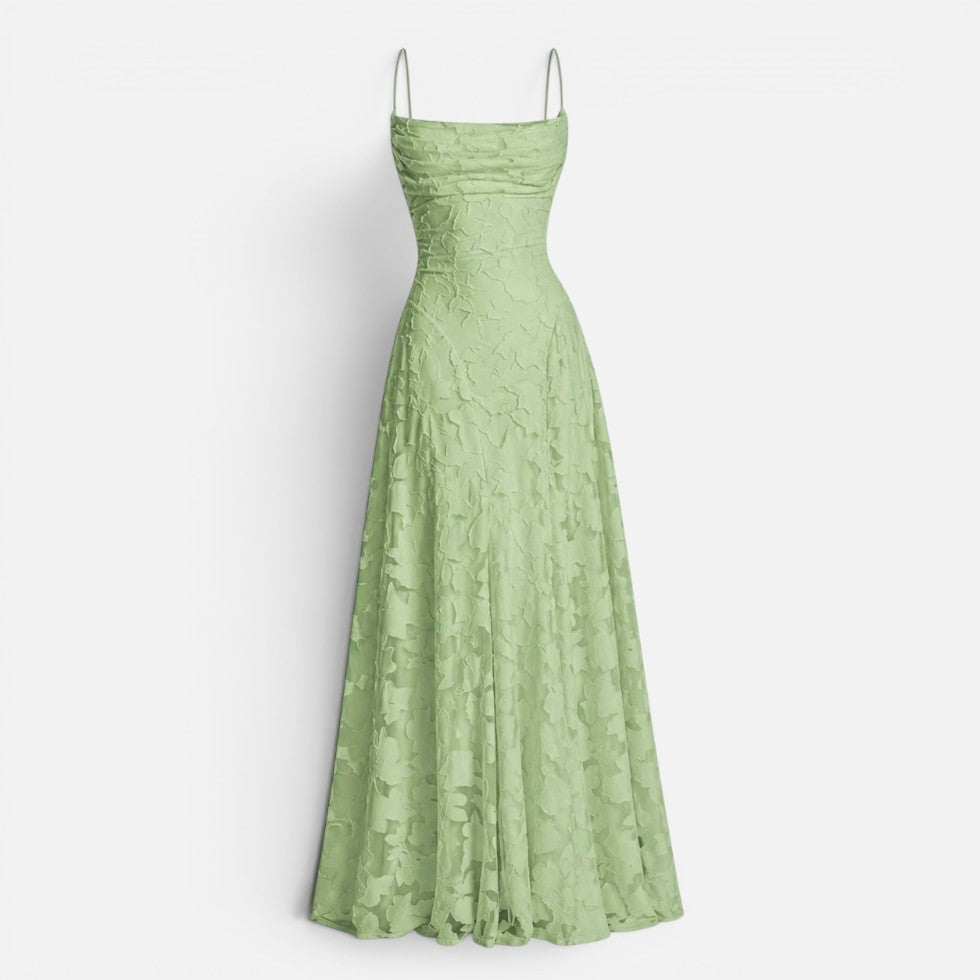 Elegantes Ausgestelltes Damen Maxikleid mit Spaghettiträgern