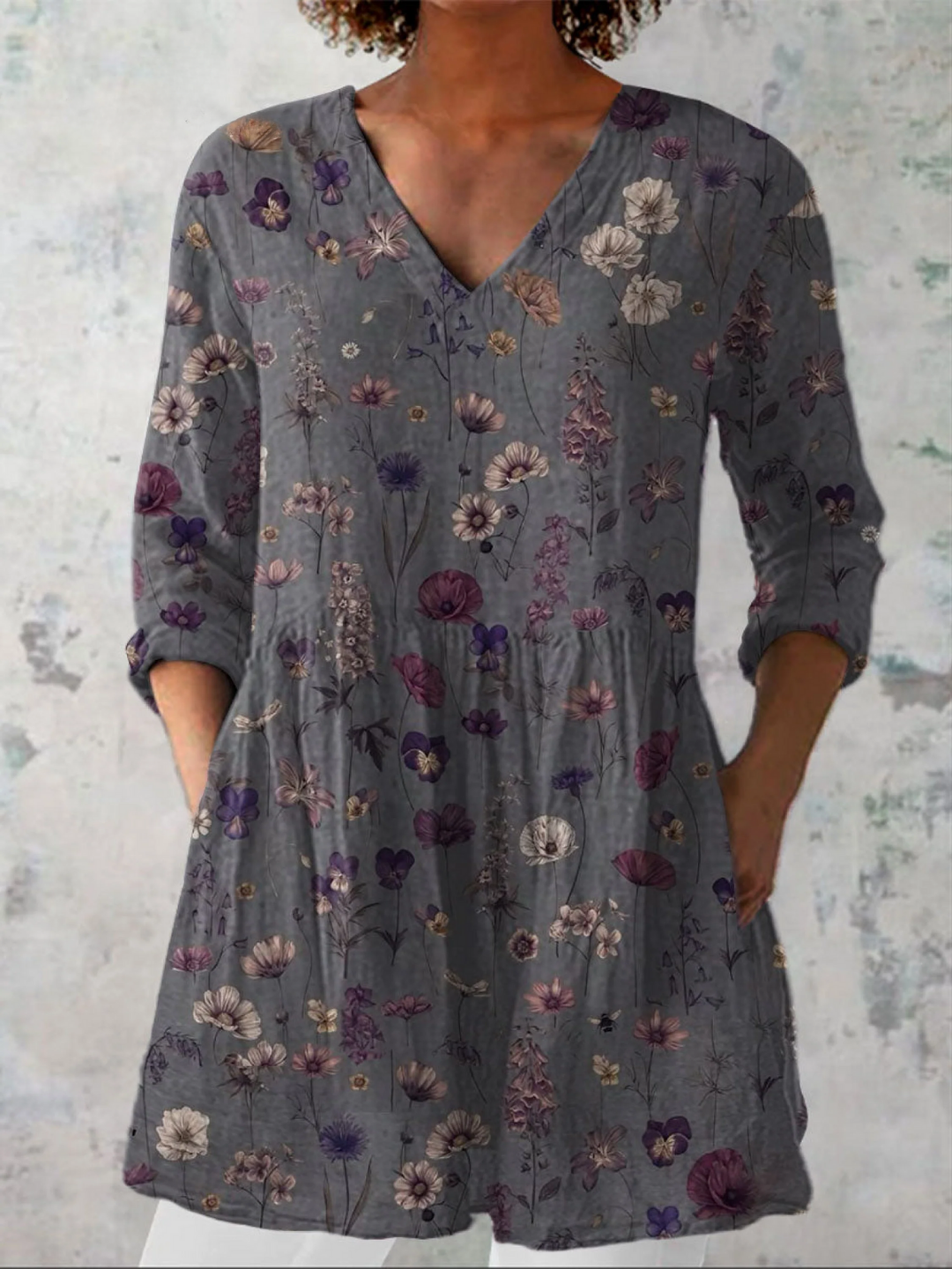 Ausdrucksstarke Gemusterte Damen Langbluse