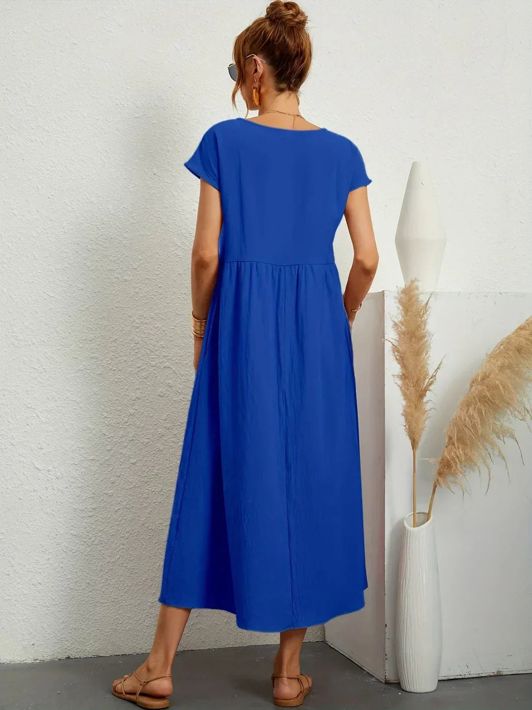 Elegantes Fließendes Damen Midikleid
