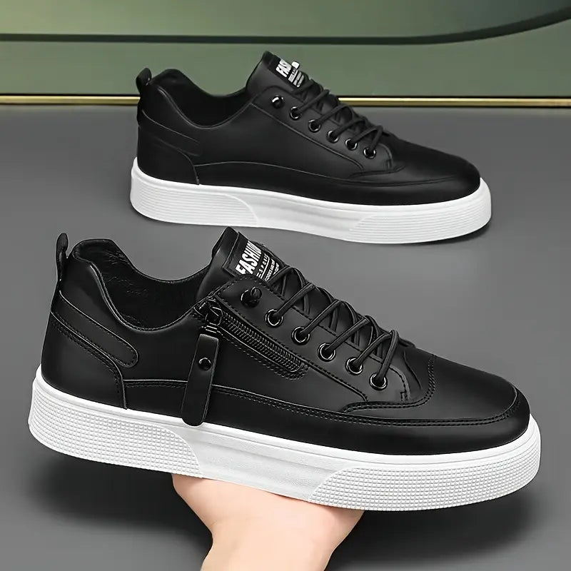 Elegante Herren Leder-Sneakers mit Seitenreißverschluss
