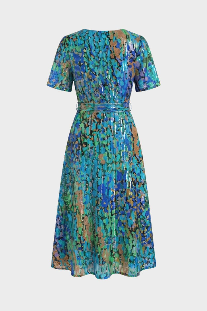 Elegantes Damen Wickelkleid mit V-Ausschnitt und Print
