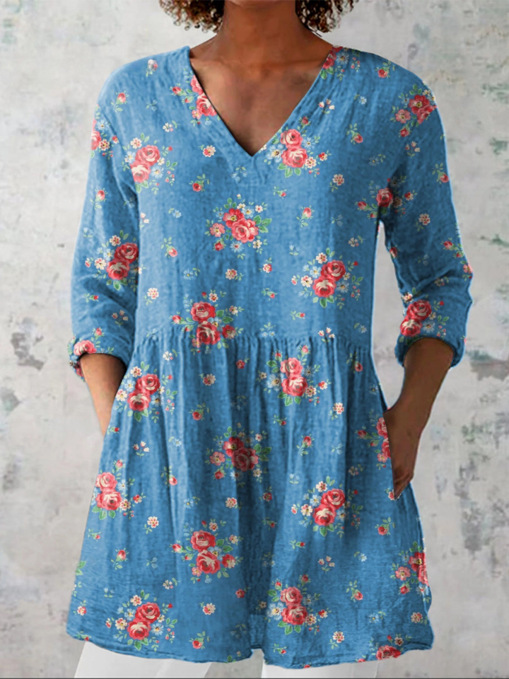 Ausdrucksstarke Lange Damen Bluse mit Muster