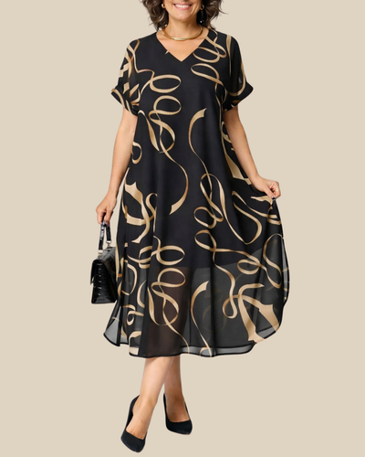 Elegantes Fließendes Damen Chiffon-Midikleid