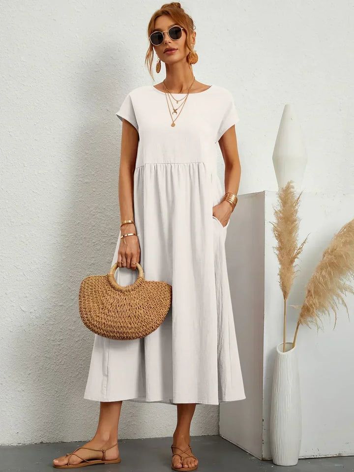 Elegantes Fließendes Damen Midikleid