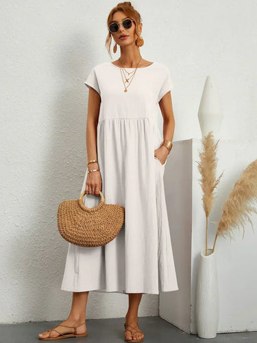 Elegantes Fließendes Damen Midikleid