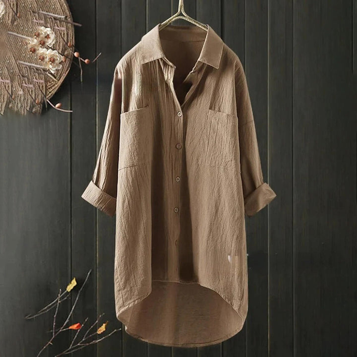 Elegantes Langarm Damen Button-Down-Hemd