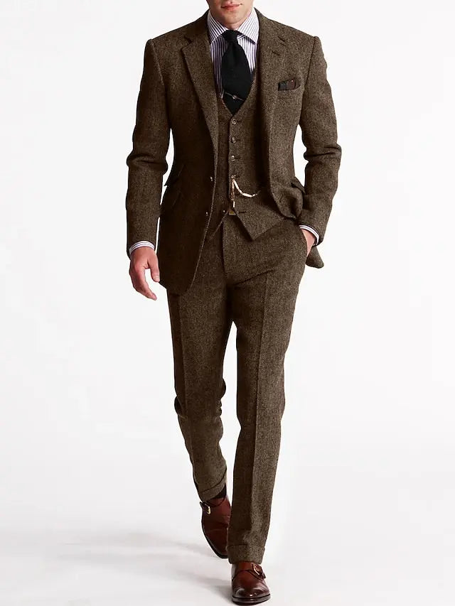 Harrington Oxford | Men’s Three-Piece Tweed Tuxedo – Classic Tailored Suit Set Harrington Oxford