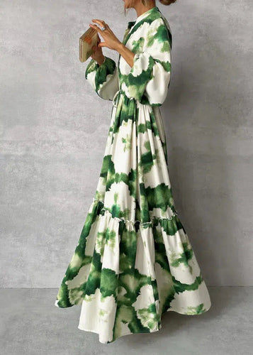 Elegantes Festliches Damen Abendkleid mit V-Ausschnitt und Langarm