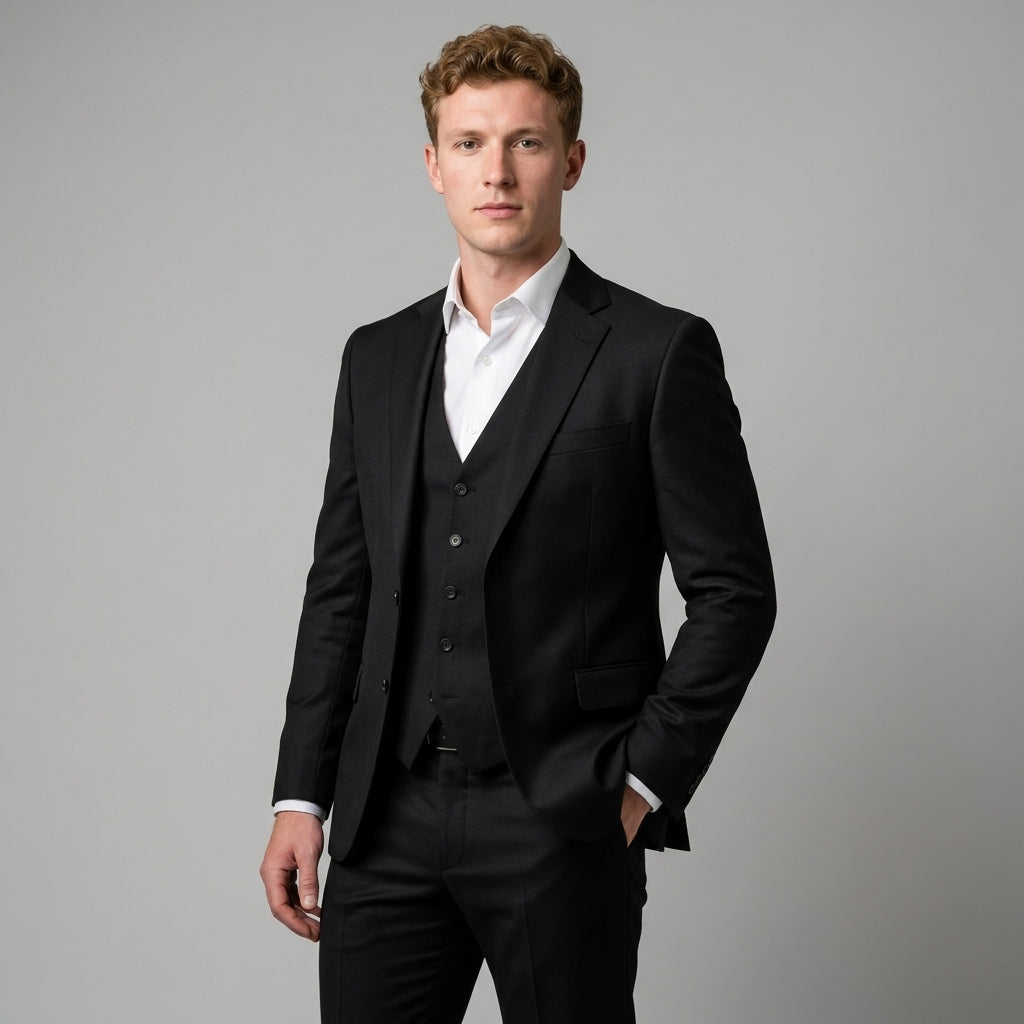 Eleganter Slim-Fit Herren Dreiteiliger Anzug