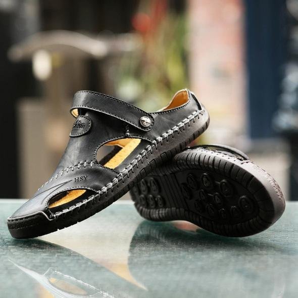 Atmungsaktive Herren Ledersandalen