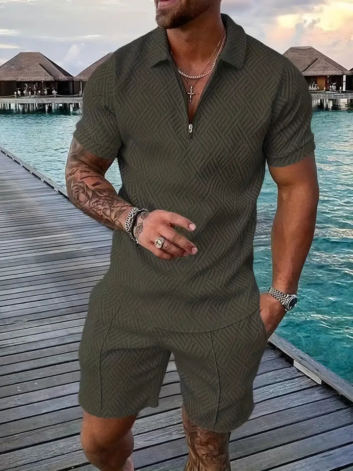 Lässiges Sommerliches Herren Poloshirt und Shorts Set